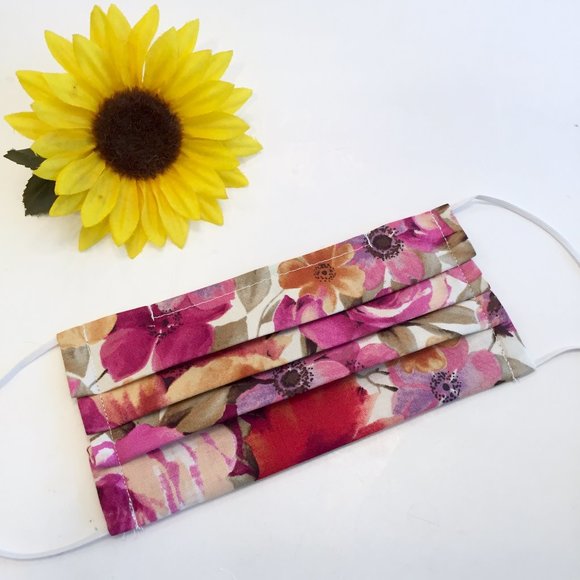 handmade Other - Fabric Face Mask Pink Rose Floral Print